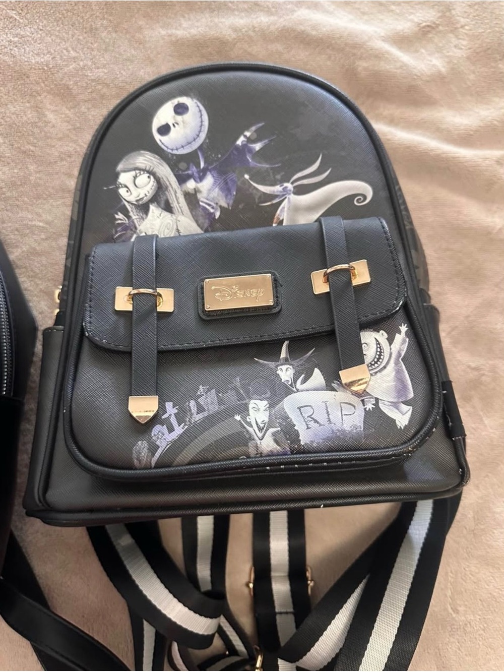 Disney Black The Nightmare Before Christmas Mini Backpack with Gold Accents